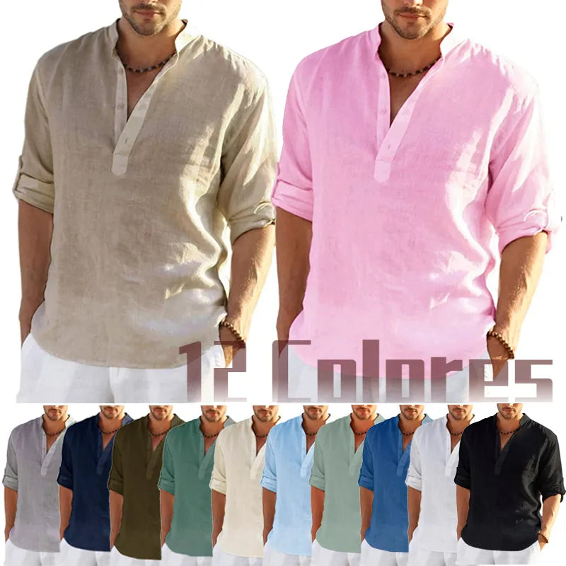 Men's Linen Long Sleeve T-Shirt